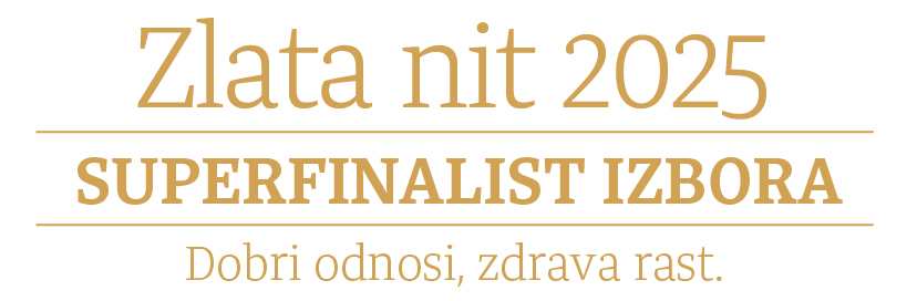 Smo prejemnik priznanja Superfinalist izbora Zlata nit 2025 Smo prejemnik priznanja Superfinalist izbora Zlata nit 2025